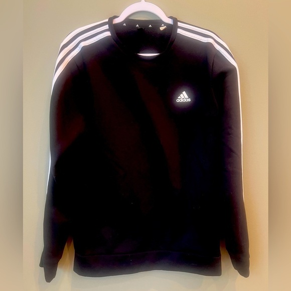 adidas Other - Adidas black long sleeve crewneck sweatshirt w/ white stripes on sleeves Men’s M